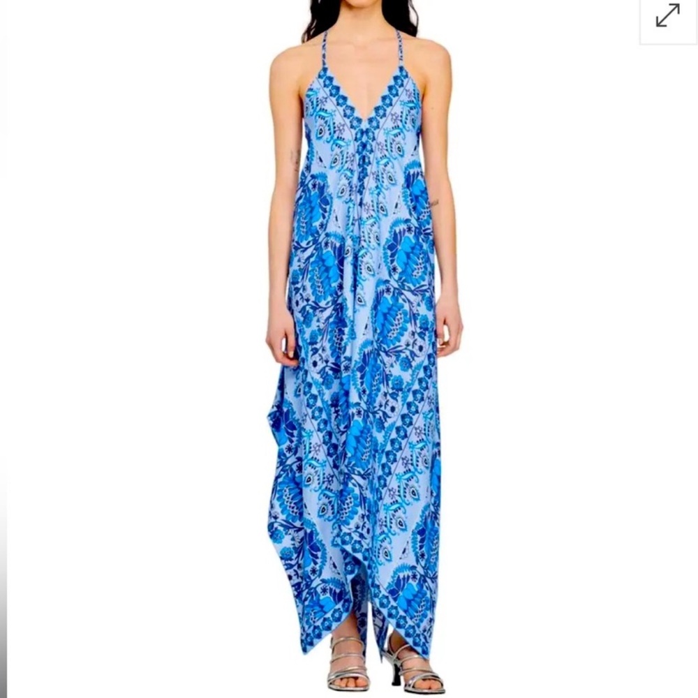 NWT Sandro turquoise midi blue dress